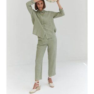 Mus & Bombon Carabu Linen Pant in Sage